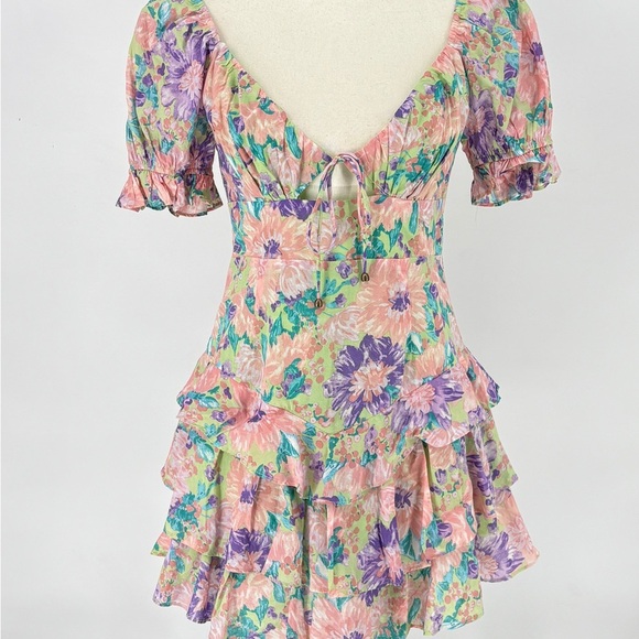Sundae Muse Romper Dress Size 10 Floral Print Puff Sleeve Cottage Core - Picture 2 of 14